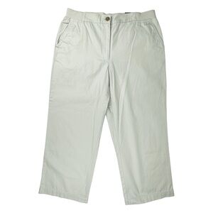 Lands'‎ End Chino Pants Women's 12 Wide-Leg Ankle Cropped Light Stone Knit Waist